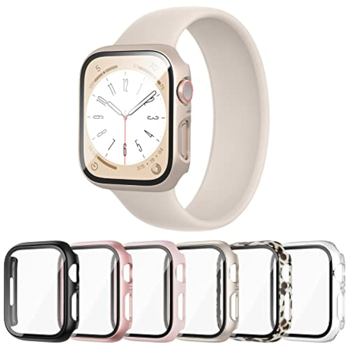 6 Pack Case For Watch 40Mm Se/Series 6/5/4 With Built-In Tempered Glass Screen Protector, Overall Full Protective Bumper Pc Cover