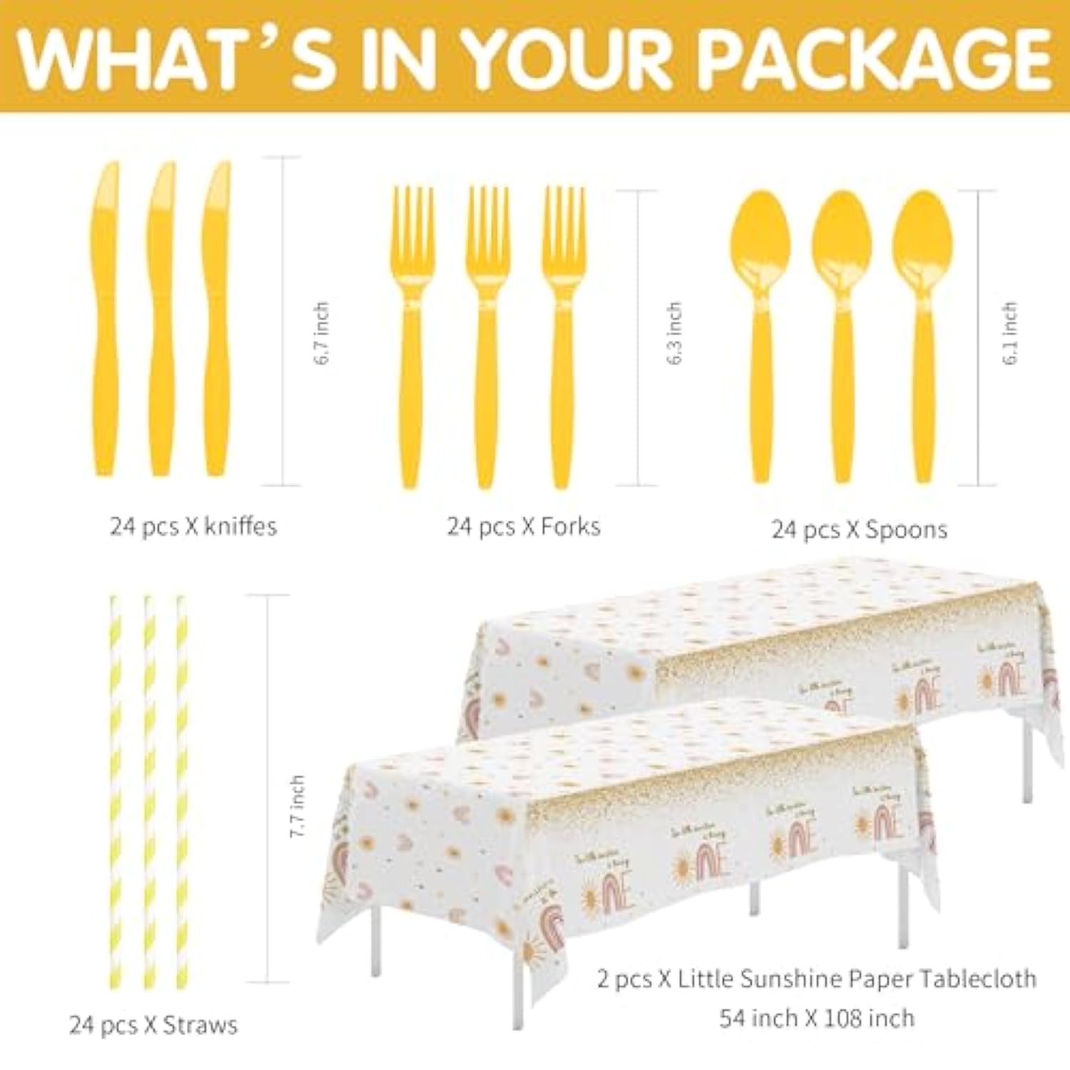 Sunshine 1St Birthday Decorations Tableware - Boho First Trip Around The Sun Birthday Decorations Party Supplies, Paper Plate, Cup, Napkin, Tablecloth, Cutlery | Serves 24