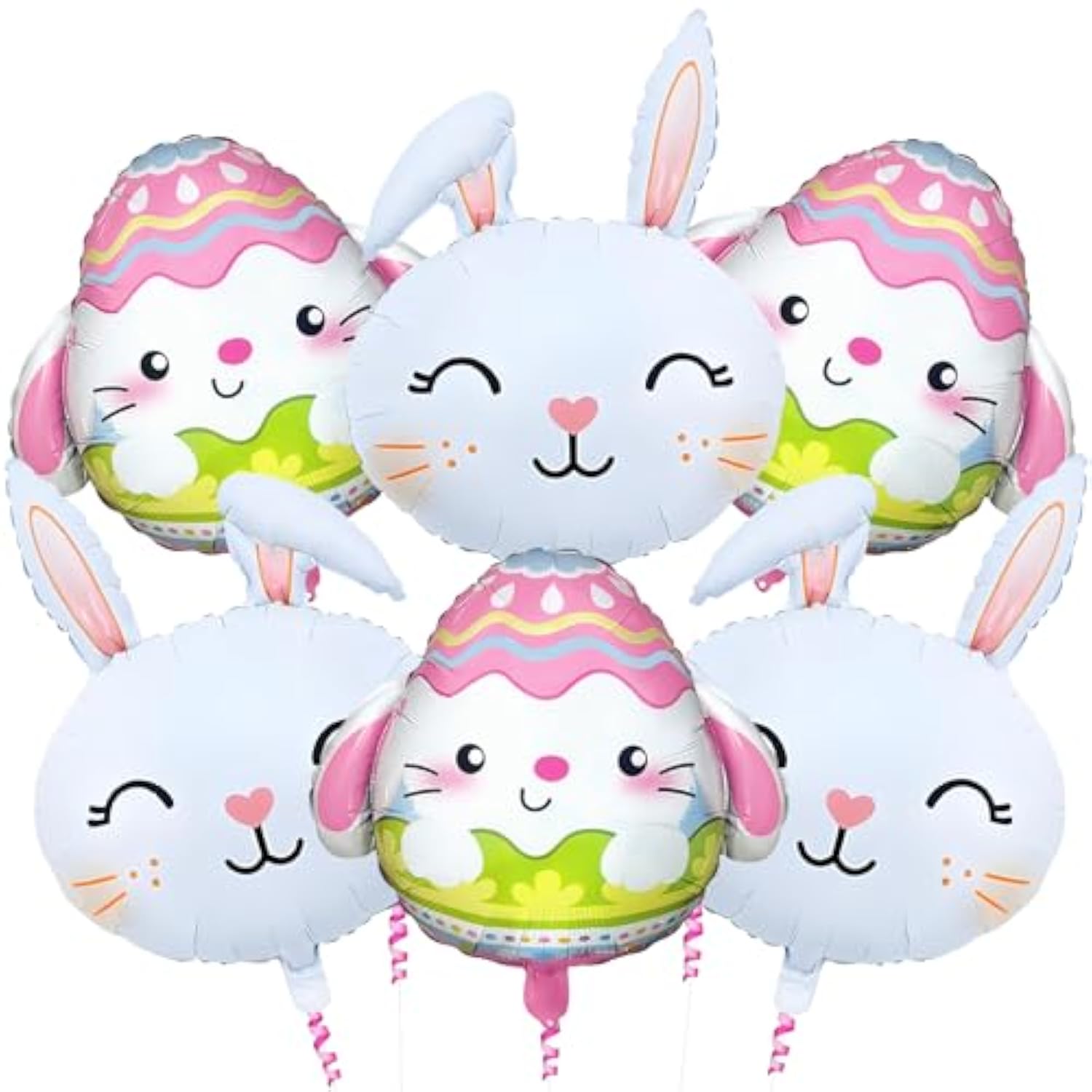 6Pcs Easter Balloons Decoration, Easter Bunny Head Egg Balloon For Spring Party, Bunny Decor, Baby Shower Party Supplies