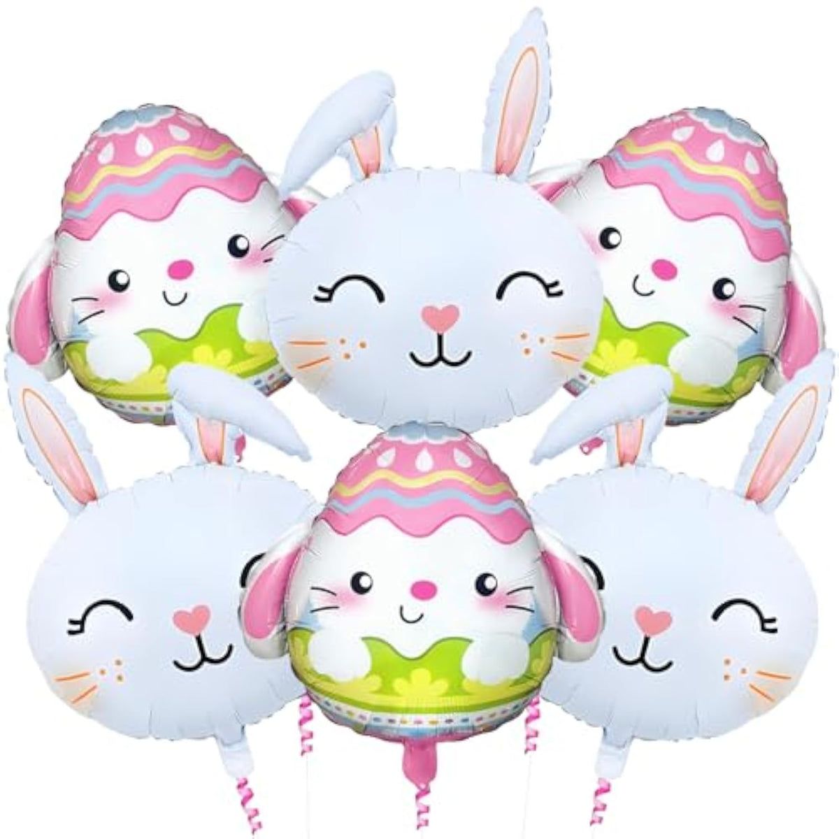 6Pcs Easter Balloons Decoration, Easter Bunny Head Egg Balloon For Spring Party, Bunny Decor, Baby Shower Party Supplies