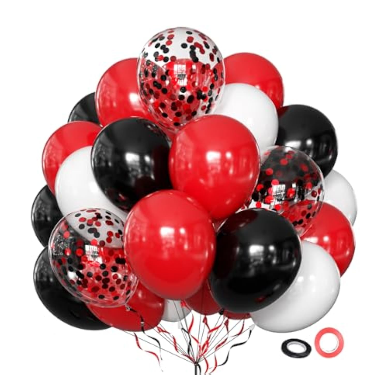 50pcs Black Red White 12 Inch Latex Balloons Confetti Party Decorations