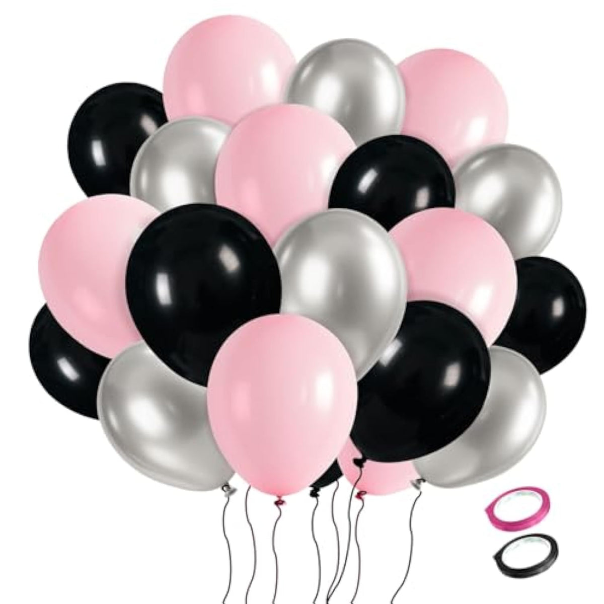 Gender Reveal Pink And Black Balloons Arch Kit,30 Pcs Latex Balloon Birthday Decorations With Black?Pink And Silver Balloons For Women’S Birthday Bridal Wedding Anniversary