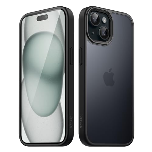 Matte Case for iPhone 15 6.1-Inch, Shockproof Military Grade Drop Protection, Frosted Translucent Back Phone Cover, Anti-Fingerprint (Black)