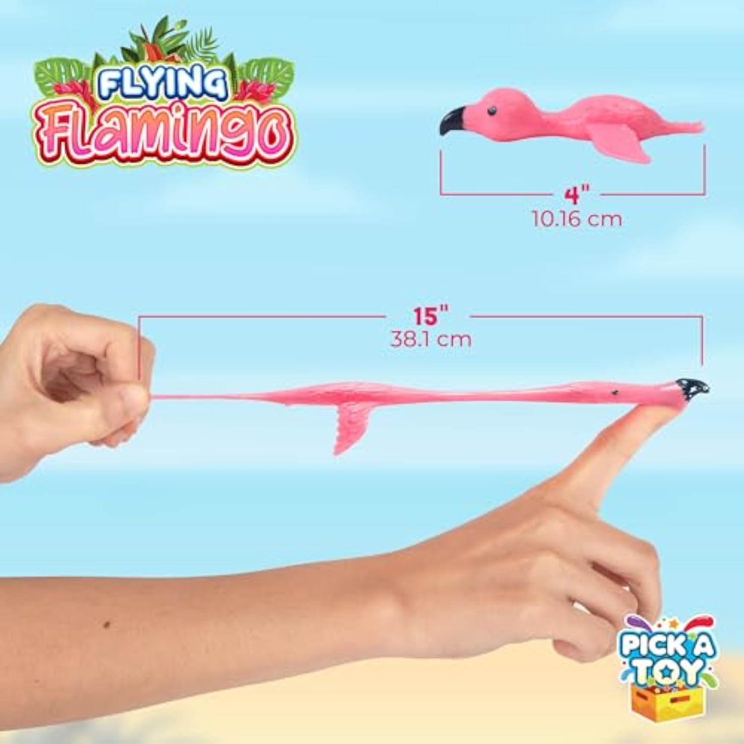 36 Pcs Flamingo Party Favors Toys For Kids, Bird Shooter Game Finger Flicker, Tropical Themed Decorations, Treasure Chest For Kids Prizes, Flying Chicken Slingshot