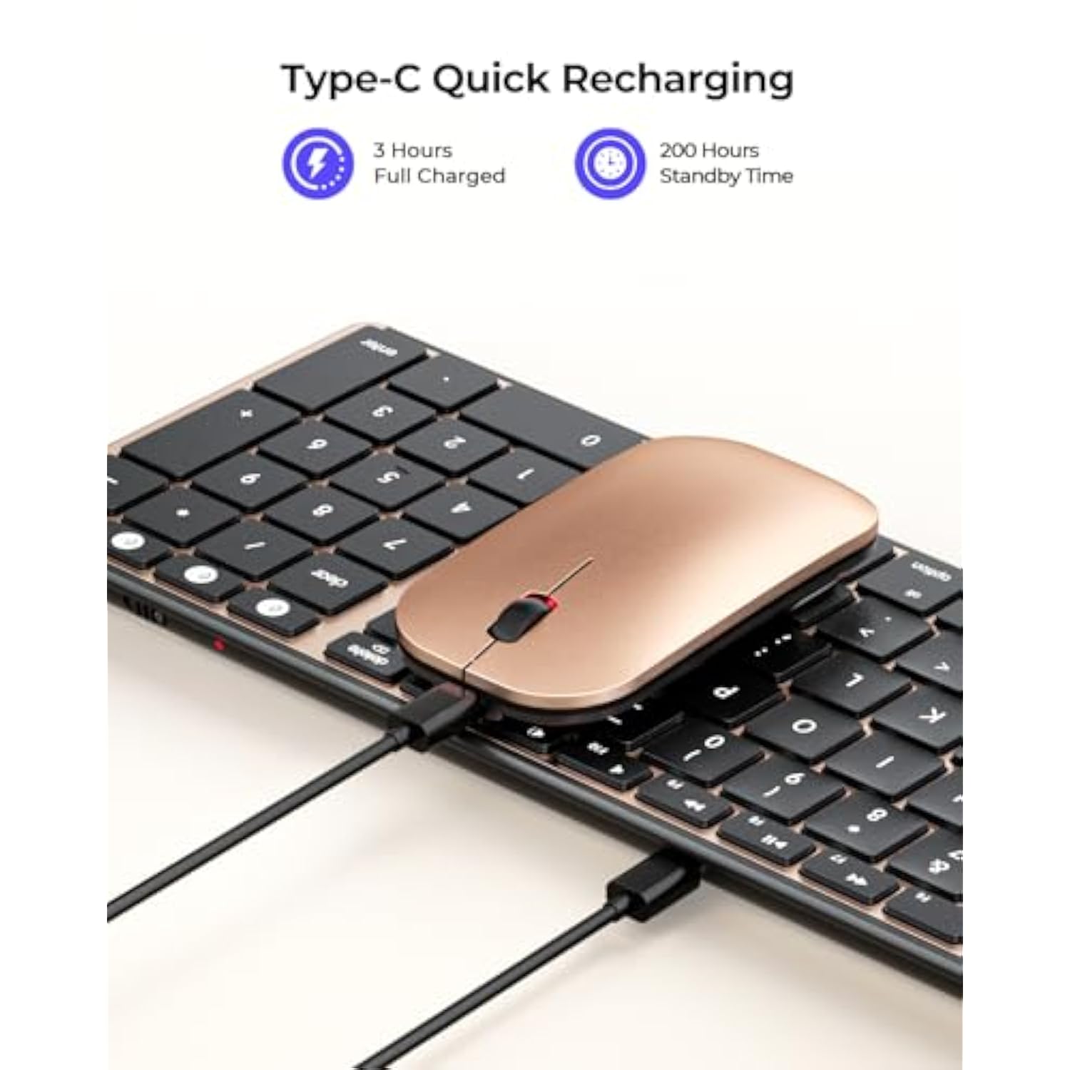 seenda Bluetooth Keyboard and Mouse for Mac, SKM64-2 Multi-Device Rechargeable Slim Wireless Keyboard Mouse Stainless Steel Full Size, Compatible with MacBook Pro/Air, iPad, Mac - Black Blue