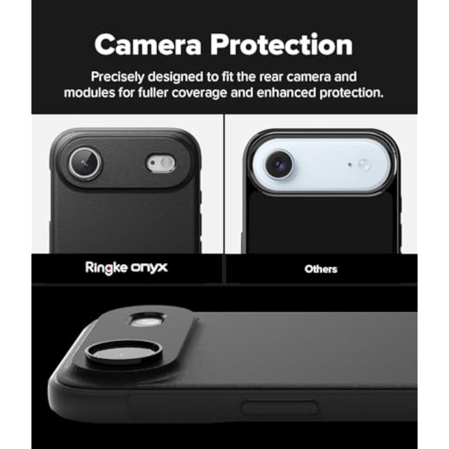 Ringke Onyx for iPhone Air Case, [Feels Good in The Hand] Oil & Dirt Resistant, Individual Lens Covers for Cameras, Non-Slip Enhanced Grip Lightweight Cover - Black