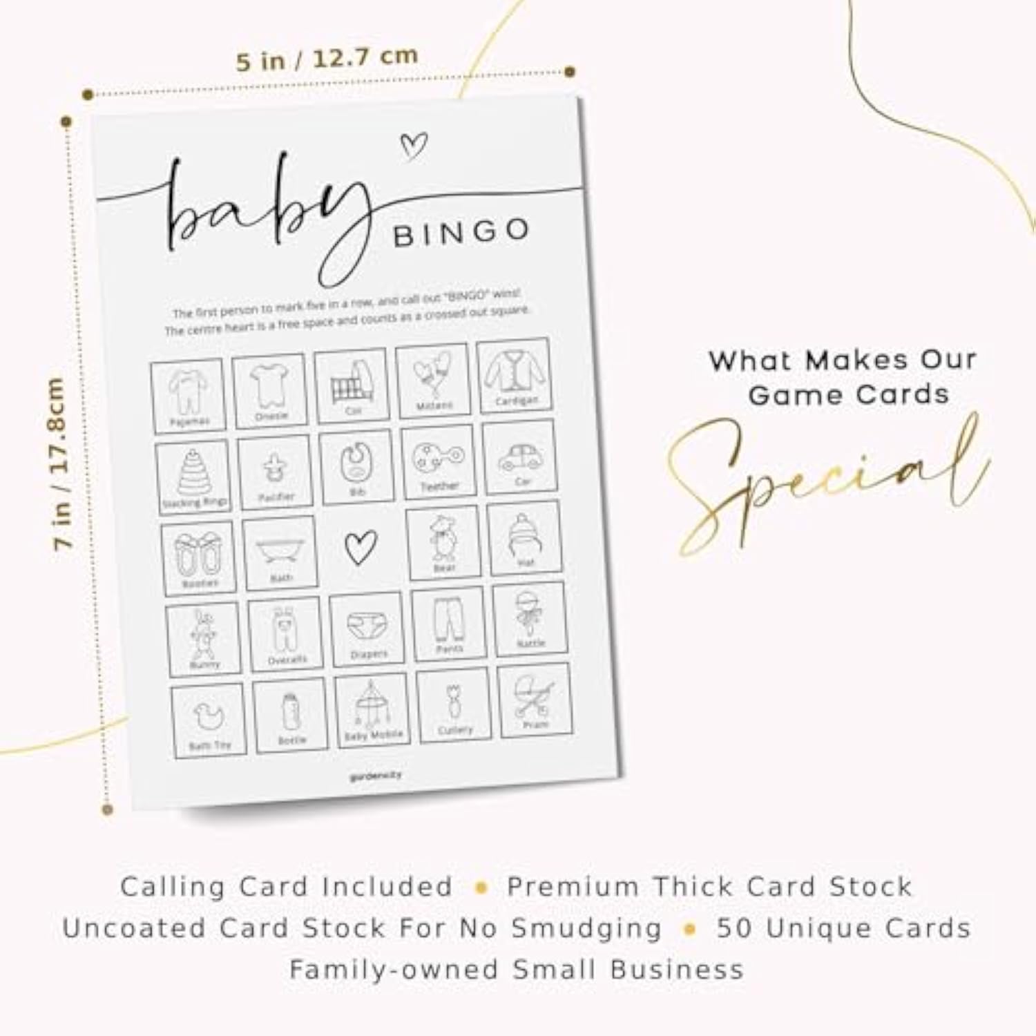 Baby Shower Games, Baby Shower Bingo Game, 50 Pre-Filled Cards, Boy Or Girl, Gender Neutral, Minimalist