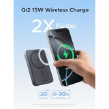 UGREEN Magnetic Power Bank Qi2 Certified 15W Fast Charging Wireless Battery Pack Slim 10000mAh Magsafe Portable Charger with 20W USB-C for iPhone 16/15/14/13/12 Series Black