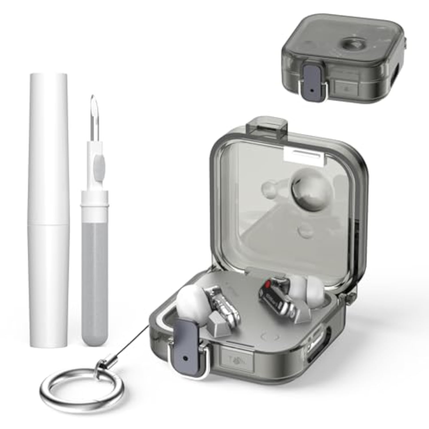 Nothing Ear 3 Wireless Earbuds Double Security Lock Protective Case Cover with Key Ring and Cleaning Kit, Anti-Scratch Shockproof Clear TPU Compatible with Nothing Ear 3 Earbuds