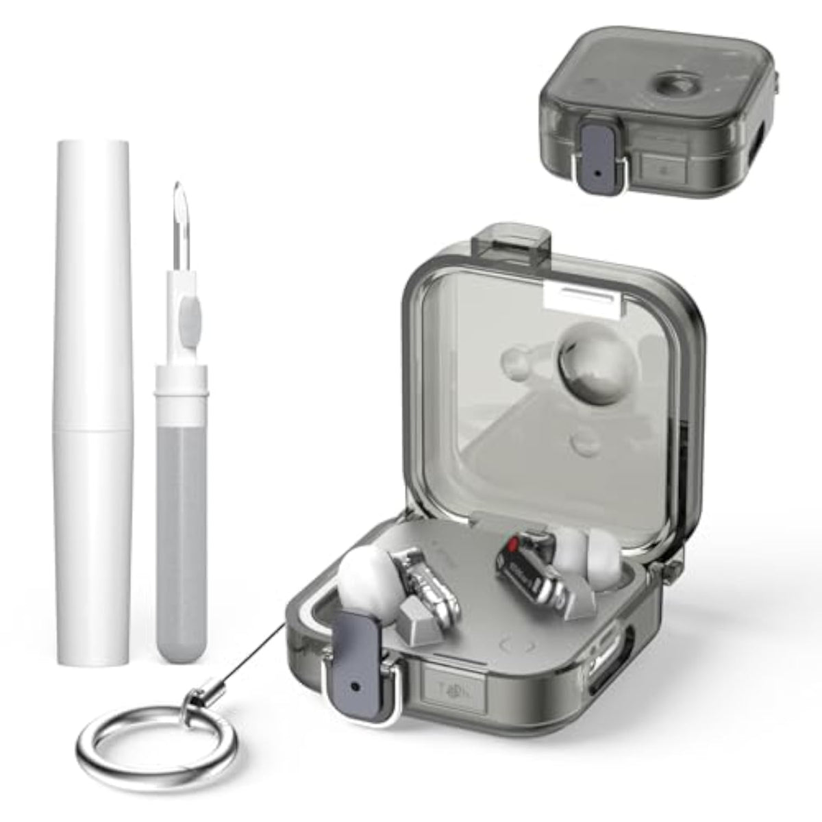 Nothing Ear 3 Wireless Earbuds Double Security Lock Protective Case Cover with Key Ring and Cleaning Kit, Anti-Scratch Shockproof Clear TPU Compatible with Nothing Ear 3 Earbuds