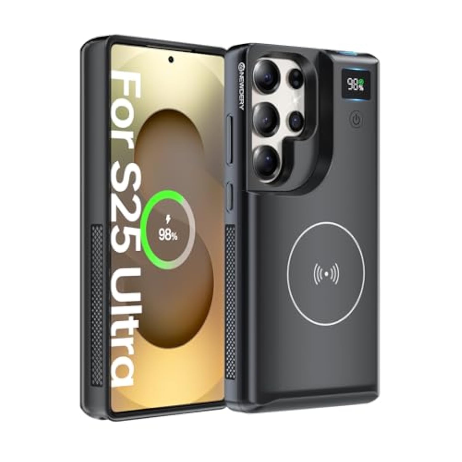 For Samsung Galaxy S25 Ultra Battery Case 6.9",10000Mah Portable Power Bank With Led Display, Qi Wireless Charger & 20W Usb C Fast Charging, Sync-Data Supported Black