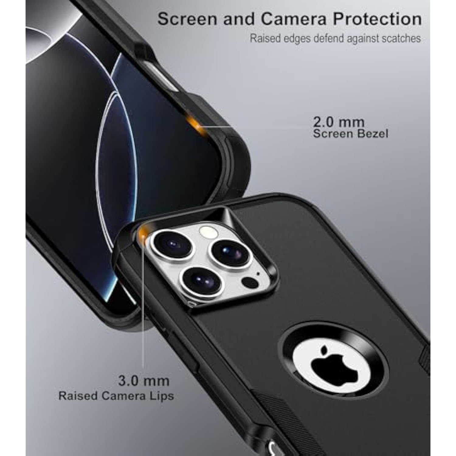 For Iphone 16 Pro Case With Belt Clip Holster,2X Screen Protector,Military-Grade Protection, Heavy Duty Protection,Anti-Drop,Shockproof Phone Cover For Iphone 16 Pro 6.3",Black
