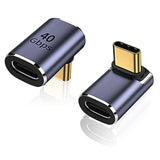 90 Degree Right Angle Usb-C Male To Usb-C Female Adapter, 2 Pack Up And Down 9