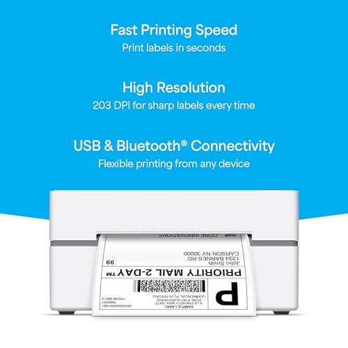 Bluetooth Thermal 4X6 Shipping Label Printer Bundle For Packages & Small Business - Android, Ios & Windows Compatible