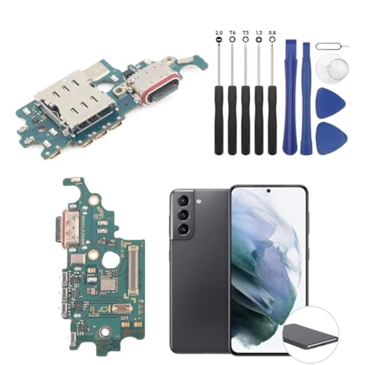 Dock Connector For Samsung Galaxy S21 5G Charging Port Flex Cable Replacement For Samsung S21 5G G991U/G991W Usb Charger Dock Board Connector With Tools (Black)