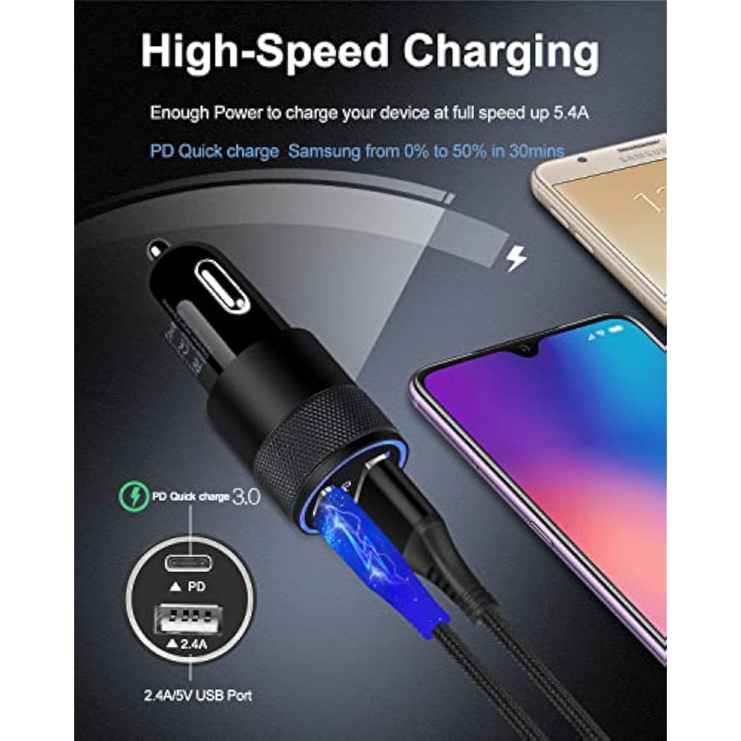 Fast C Type Charger For Samsung Galaxy A15 5G A14 S24 S23 A25 S22+ S21 Ultra 5G S20 S10 Note 20 A35 5G Google Pixel 8 9 Pro 7, 20W Pd Wall Plug+30W Car Adapter+60W C To Usb-C Cables-6Ft Iphone 15 Pro