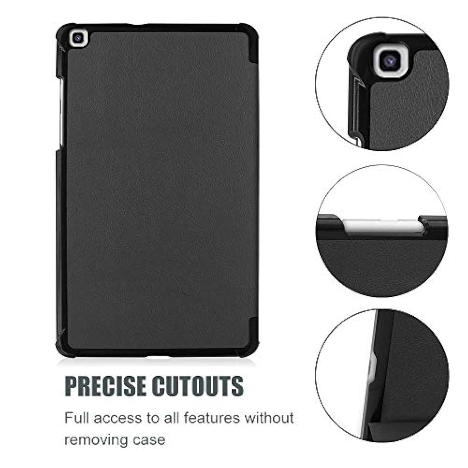 Procase Slim Case For Galaxy Tab A 8Inch 2019 T290 T295, Light Cover Trifold Stand Hard Shell Folio Case For 8.0 Inch Galaxy Tab A 2019 Without S Pen Model Smt290 (Wifi) Smt295 (Lte) –Black