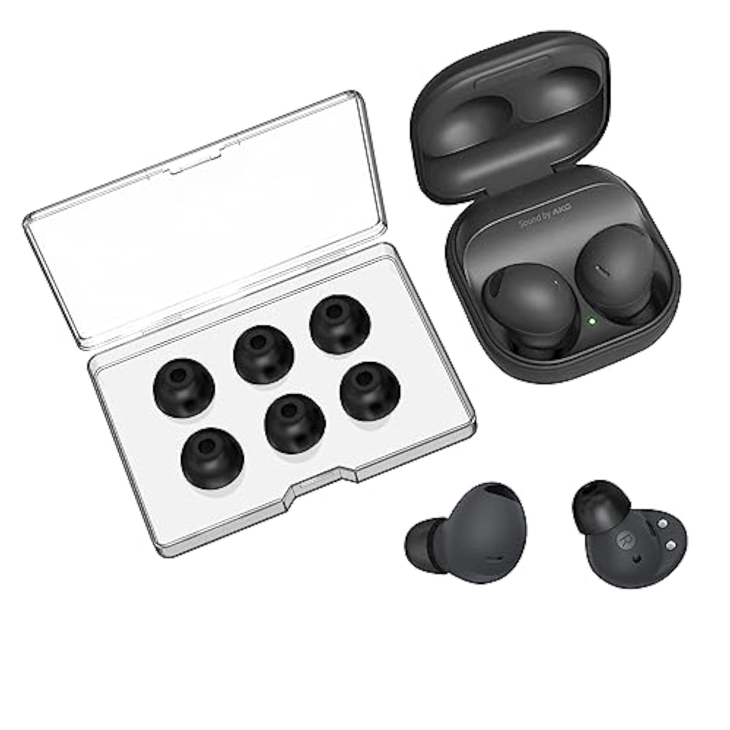 3 Pairs Memory Foam Ear Tips For Samsung Galaxy Buds 2 Pro, Super Comfort & Anti-Slip Replacement Ear Tips, No Silicone Eartips Pain, With Storage Box And Fit In The Charging Case, Black | Medium