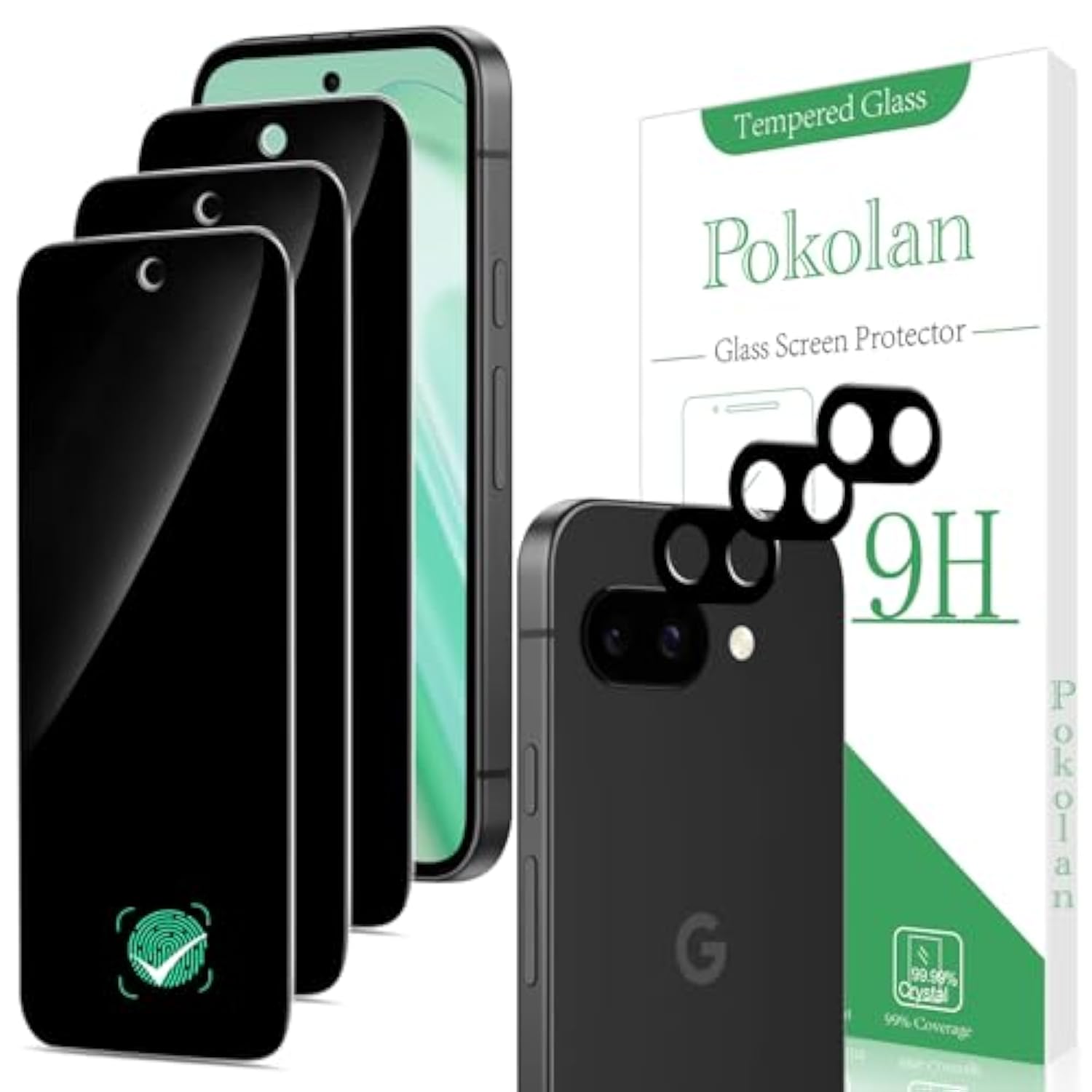 [3+3 Pack For Google Pixel 9A Privacy Screen Protector With Camera Lens Protector, Anti Spy Private Tempered Glass Film, Case Friendly, 9H Hardness, Hd Clear