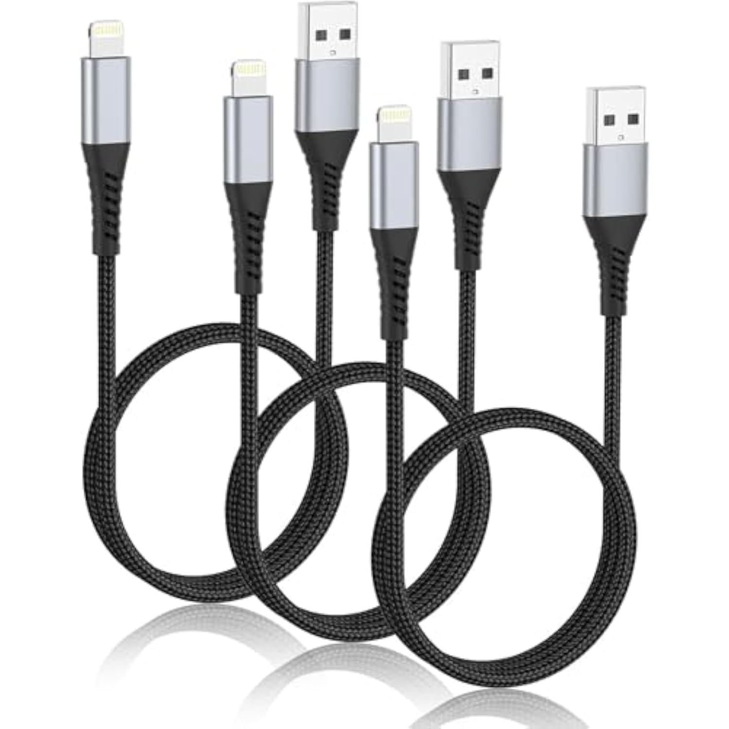2Ft Iphone Charger Cable, 3Pack Usb To Lightning Cable For Car Braided, Fast Charging Lightning Cord For Iphone 14 13 12 11 Pro Max Mini 10 8 7 Plus Xr Xs Se, Ipad