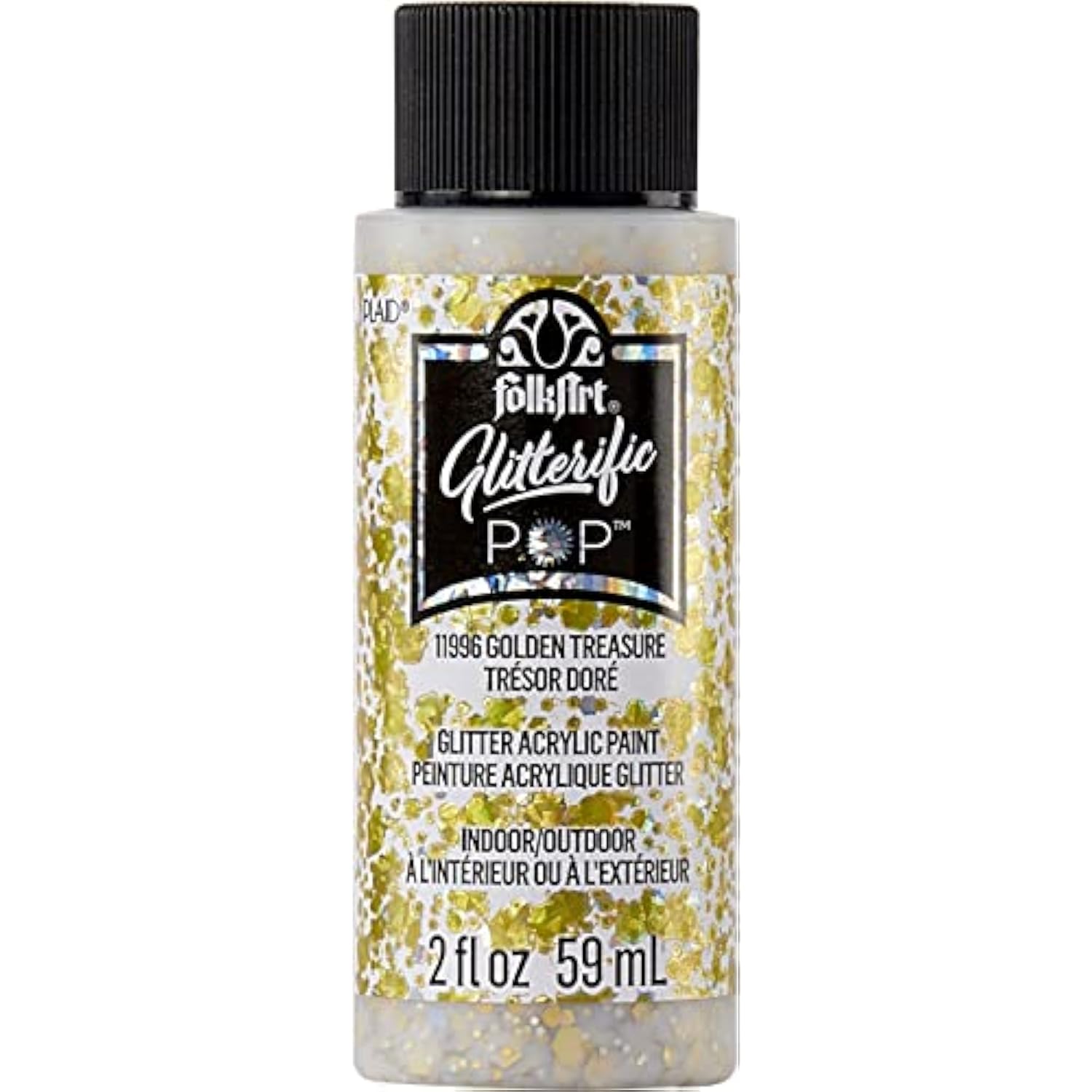 FolkArt Glitterific Pop Acrylic Craft Paint, Golden Treasure 2 fl oz Premium Glitter Finish Paint, Perfect for Easy to Apply DIY Arts and Crafts, 11996