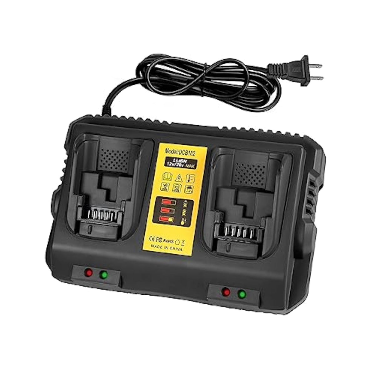 20V Max Battery Charger Replacement For Dewalt Battery Charger, 2 Port Charger Compatible With Dewalt 12V-20V Batteries