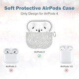 Luxury Sparkly Bling Rhinestone Case with Keychain for Women Girls Airpods 4 Generation Case, Anti-Lost Glitter Crystal Hard PC Shockproof Full Protective Cover