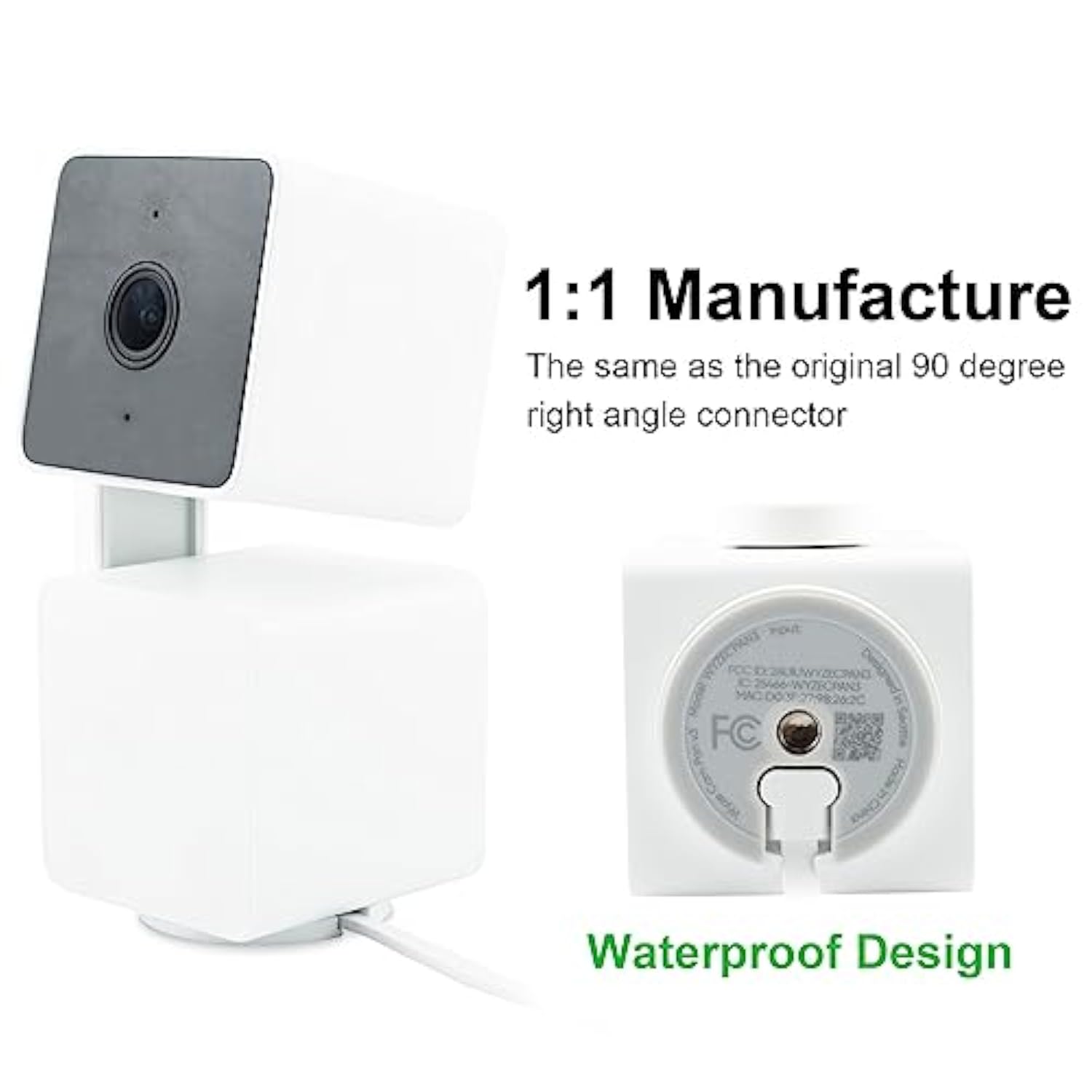 For Wyze Cam Pan V3 Power Cord 90 Degree L-Shape Connector Micro Usb Right Angle Extension Charging Cable, 10Ft Long White Extender