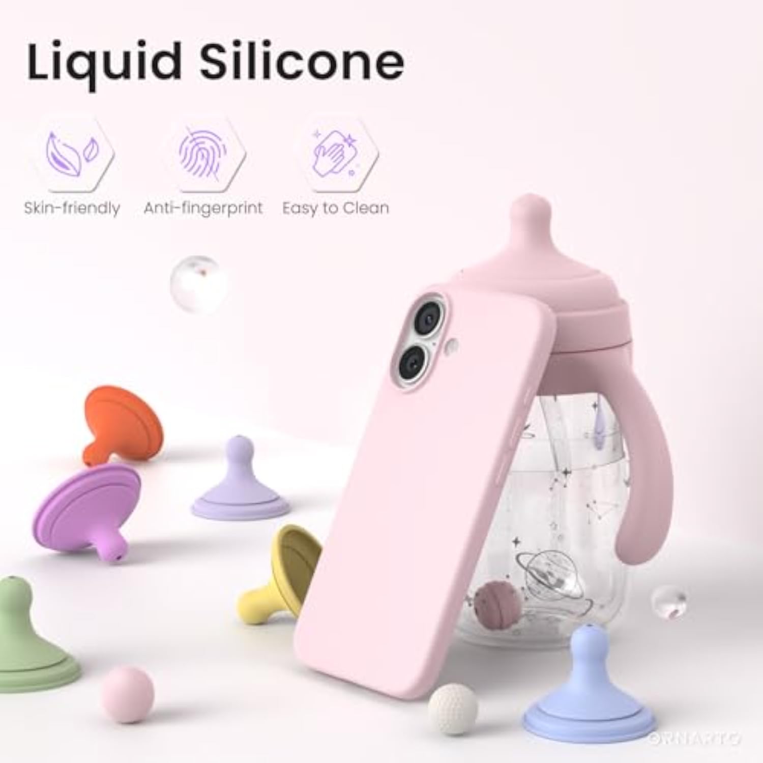 Slim Chalk Pink Liquid Silicone Case for iPhone 17