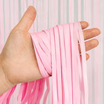 Pastel Pink Party Backdrop Decoration - Baby Pink Foil Fringe Streamers For Baby/Boo Day/Valentines/Cowgirl/Sweet/Cloud/Unicorn/Princess/Bow Themed - 3.2Ft X 8.2Ft - 2 Packs