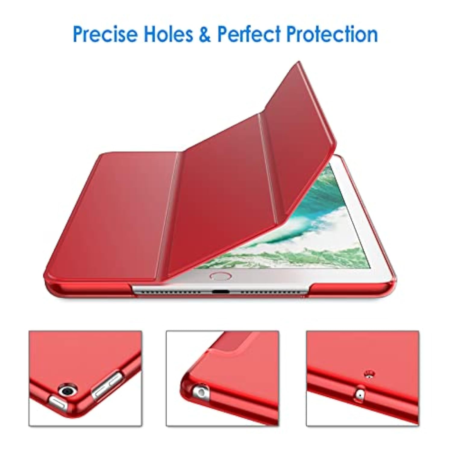 JETech Case for iPad (9.7-Inch, 2018/2017 Model, 6th/5th Generation), Smart Cover Auto Wake/Sleep (Red)