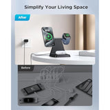 Charging Station For Multiple Devices Apple: 3 In 1 Magnetic Wireless Charger Stand For Mag Safe Iphone - Nightstand Charging Dock For Iphone 16 15 14 13 12 Pro Max Plus Apple Watch Airpods