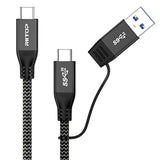 RIITOP USB 3.2 C to C Cable 20Gbps [1FT], Braided 2IN1 USB Type C Y Short Cabl