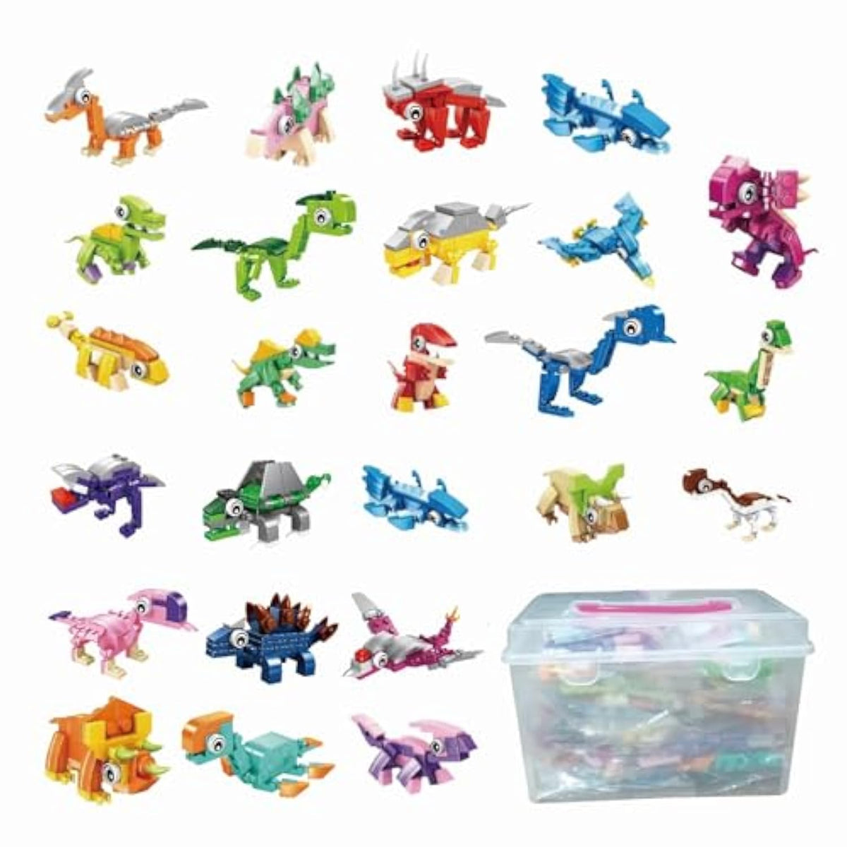 Dinosuar Party Favors,(24Pcs) 48 Kind Of Mini Building Blocks Party Favors,Goodie Bag,Bulk Toys, Classroom Prizes,Back To School Students Gifts For Dino Toys 6-8-12 Socking Stuffers For Boy