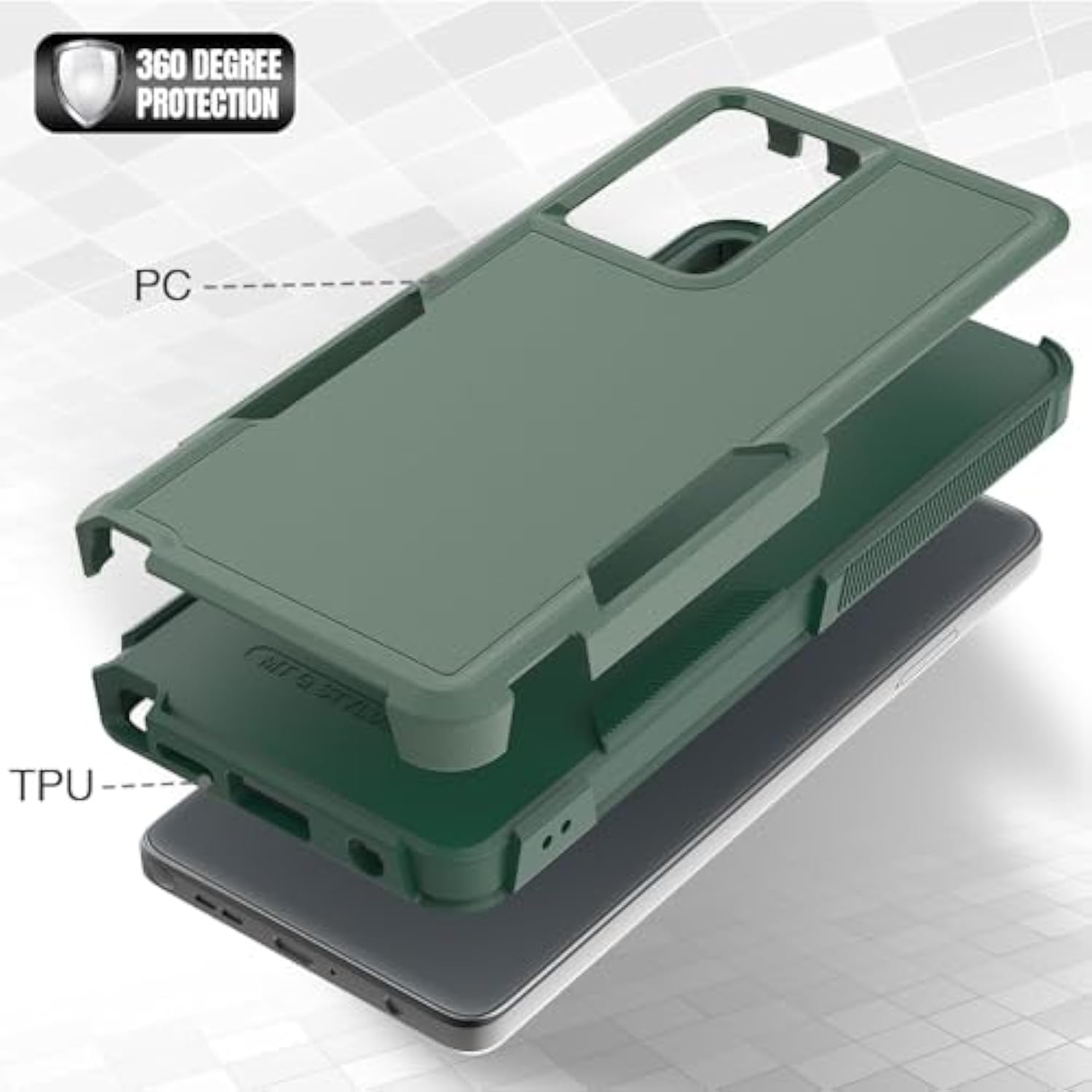 For Moto G Stylus 5G 2024 Case: Dual Layer Protective Heavy Duty Cell Phone Cover Shockproof Rugged With Hd Screen Protector - Military Protection Bumper Tough - Motorola G Stylus 5G 2024, Dark Green