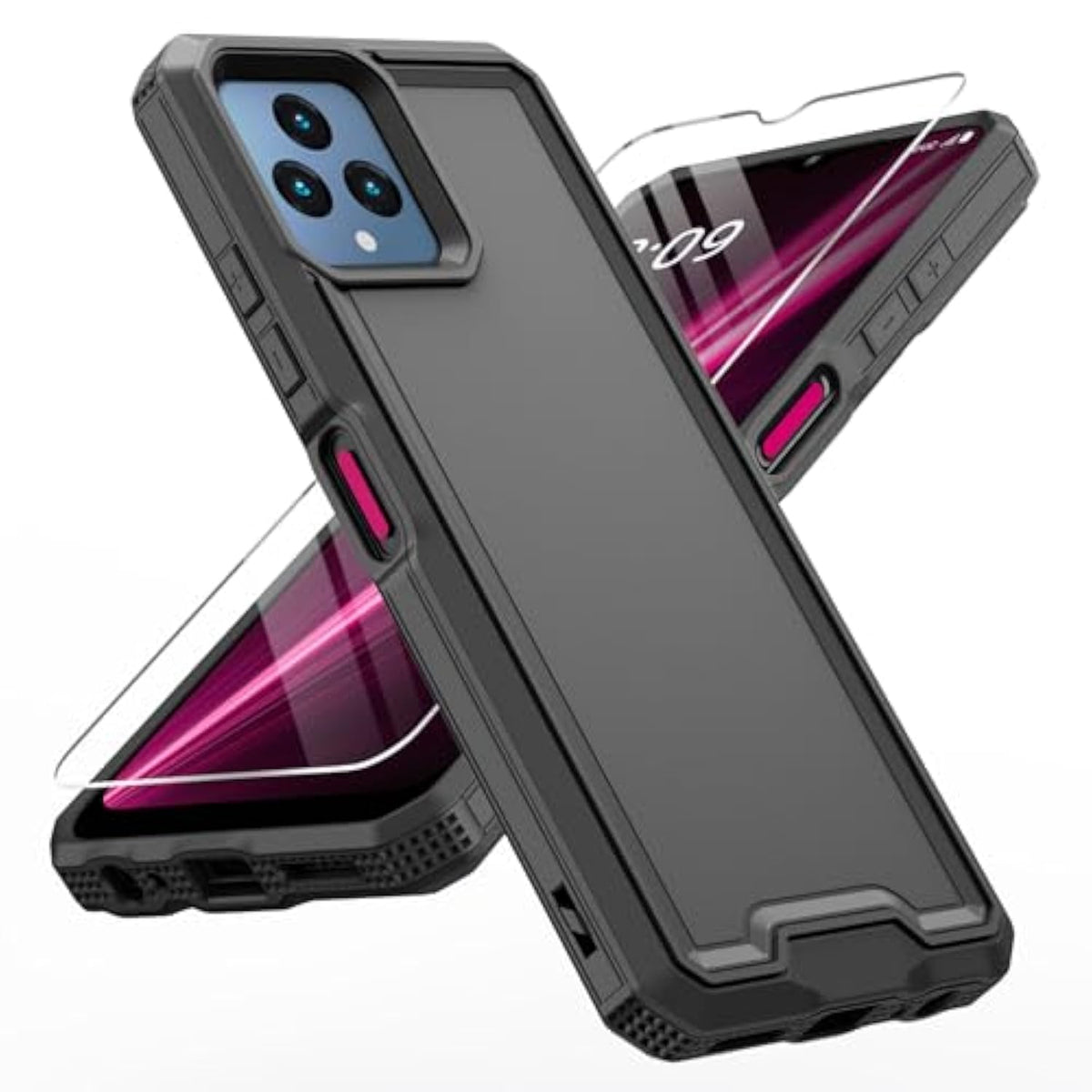 For Revvl 6 5G / Revvl 6X 5G Phone Case, With Screen Protector, Heavy Duty Dual Layer Phone Case, Military Grade Drop Proof Rugged Protective Shell (Black)