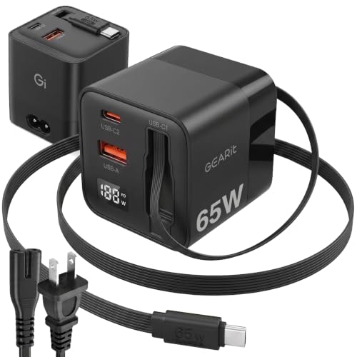 Laptop Charger for MacBook Pro 65W Fast Charge Block with Cable, Display Screen, Compatible with iPhone 17/16/15 Series, Galaxy S25/S24, MacBook Air,
