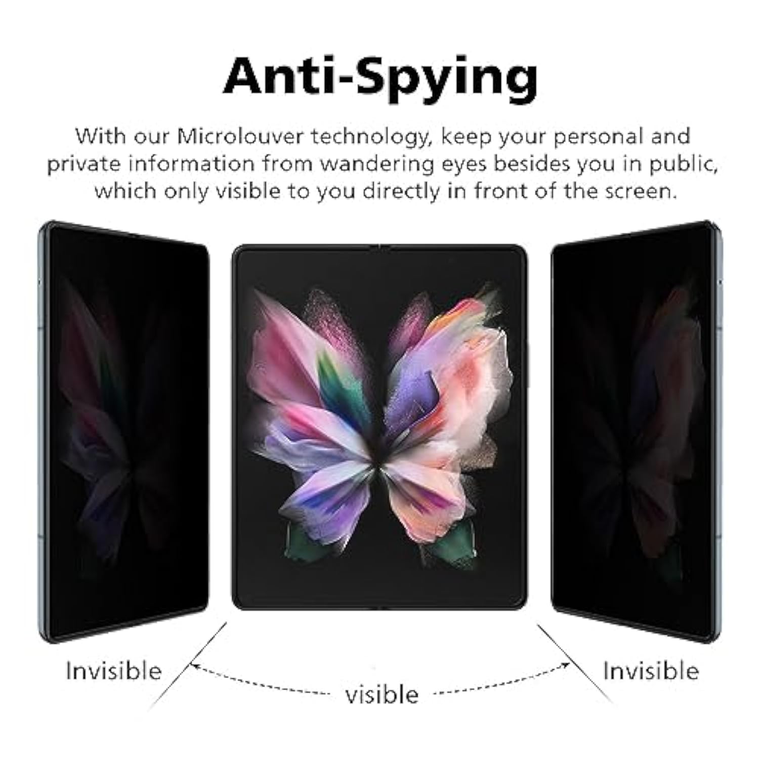 [2+2 Pack] For Samsung Galaxy Z Fold 3 Privacy Anti-Spy Screen Protector, 2 Pcs Inside + 2 Pcs Front Premium Flexible Epu Hybrid Film, Self-Healing, Case Friendly, Easy Installation With
