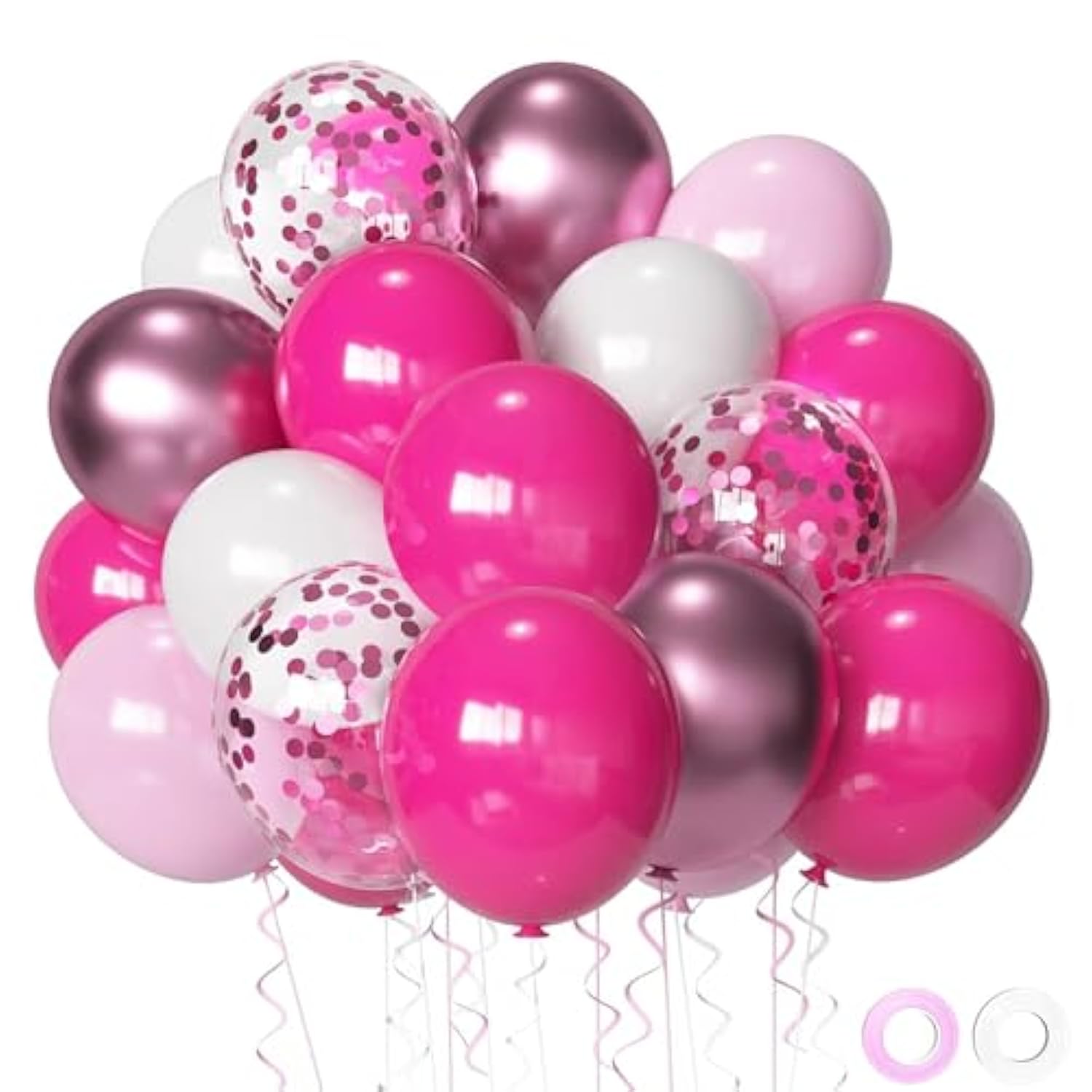Pink And White Party Balloons,Pink Balloons 12 Inch Baby Pink Confetti Latex Balloons For Wedding Engagement Birthday Baby Shower Decoration