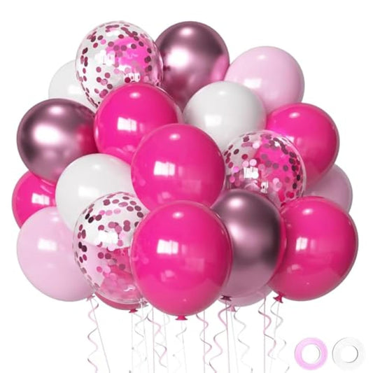 Pink And White Party Balloons,Pink Balloons 12 Inch Baby Pink Confetti Latex Balloons For Wedding Engagement Birthday Baby Shower Decoration