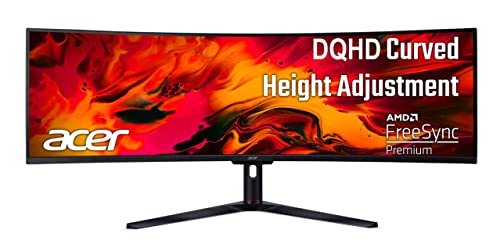 Ei491Cur Sbmiipphx 49" 1800R 32:9 Curved Dqhd (5120 X 1440) Zero-Frame Gaming Monitor | Amd Freesync Premium | Up To 120Hz | 4Ms | 94% Dci-P3 | 2 X Display Port V1.4, 2 X Hdmi 2.0 & 1 X Audio Out