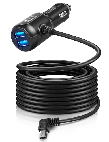 Mini USB Mini-B Dash Cam Power Cord Left Angle Charging Cable Dash Camera Car Charger for Rexing V1V1P ProV -13FT/4M