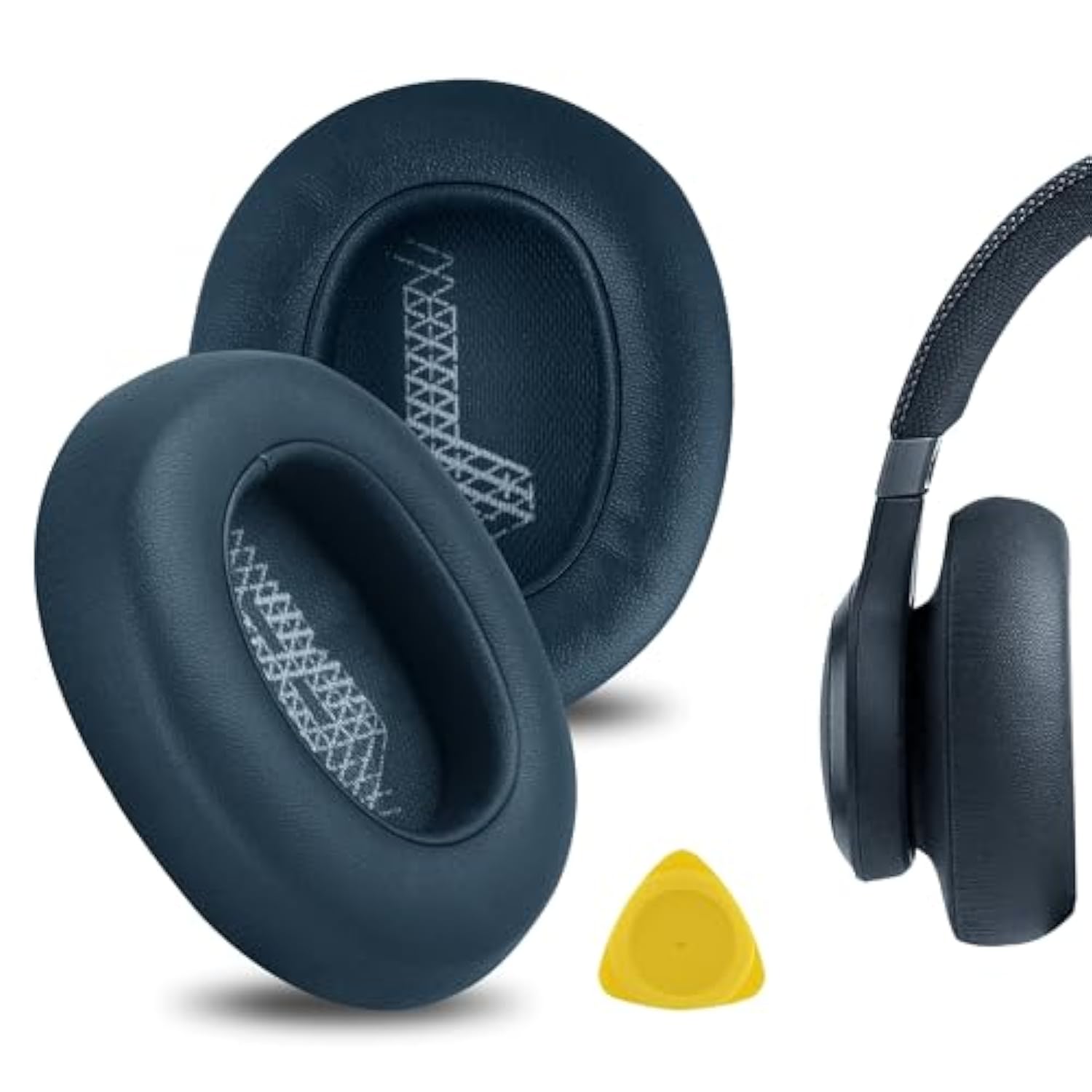 Geekria QuickFit Replacement Ear Pads for JBL Live 650 BTNC, Lifestyle E65BTNC, Duet NC, Live 660 NC Ear Cushions, Repair Parts (Blue)