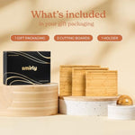 Wooden Cutting Boards For Kitchen Meal Prep & Serving - Bamboo Cutting Board Set With Holder, Charcuterie & Chopping Board, Wood Cutting Board Set, Kitchen Gadgets