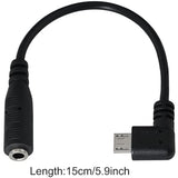 Micro Usb To 3.5Mm Jack Audio Adapter Cable Black Right Angled Micro Usb Male