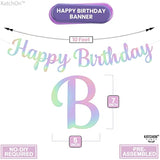Glitter Iridescent Happy Birthday Banner - Pre-Strung 10 Feet, Happy Birthday Sign For Women Men Boys And Girls Iridescent Birthday Decorations