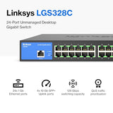 Lgs328C 24 Port Gigabit Managed Network Switch With 4 X 10G Uplink Sfp+ Slots - Advanced Security, Qos, Static Routing, Vlan, Igmp Features - Metal Housing, Desktop / Wall Mount