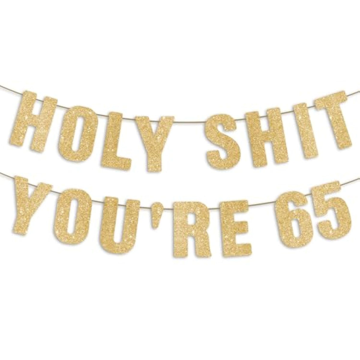 65Th Birthday Decorations For Men & Women, Funny 65 Years Old Party Sign 65 Birthday Gifts For Her & Him, Pre-Strung 65Th Party Banner - Gold Glitter