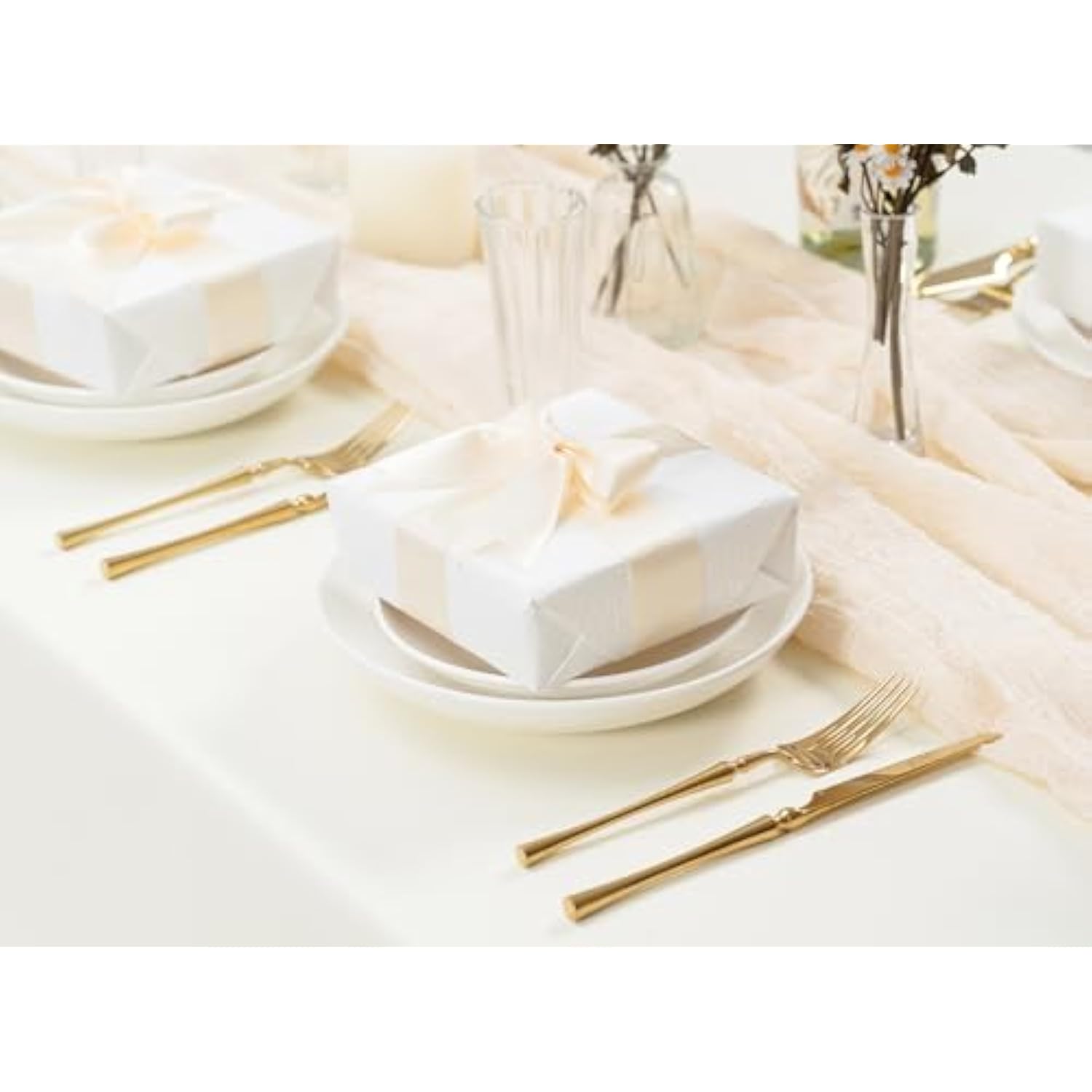 Ivory Satin Ribbon 1-1/2 Inch X 50 Yards Double-Faced Polyester Cream Ribbons For Christmas Gift Wrapping Bows Crafts Floral Bouquet Wedding Invitations