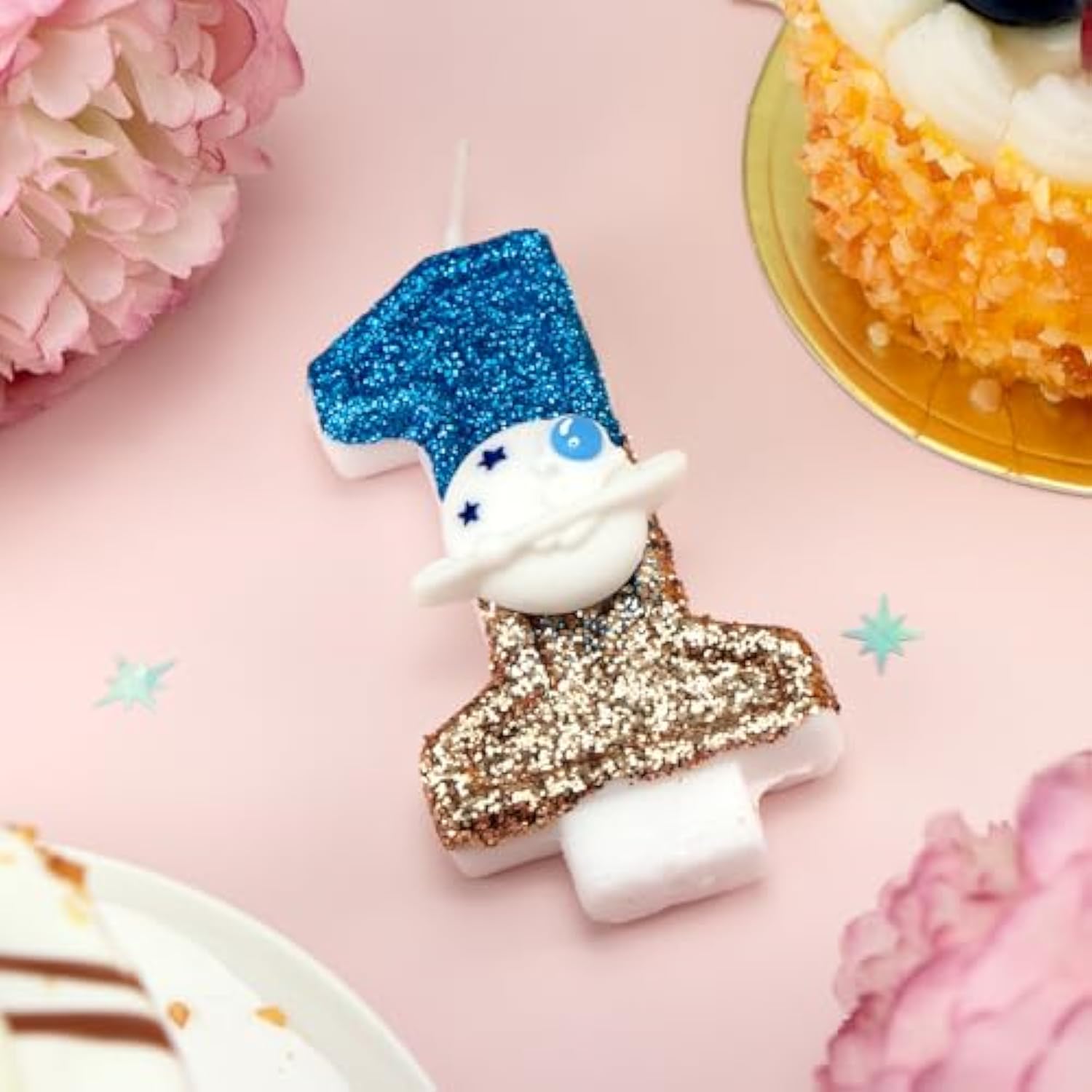 Space Birthday Candle Astronaut Blue Number 1 Candle Outer Space Cake Decorations Spaceship Cupcake Toppers Spaceman Theme Party Decor Favors